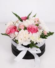 Box with White and Pink Flowers